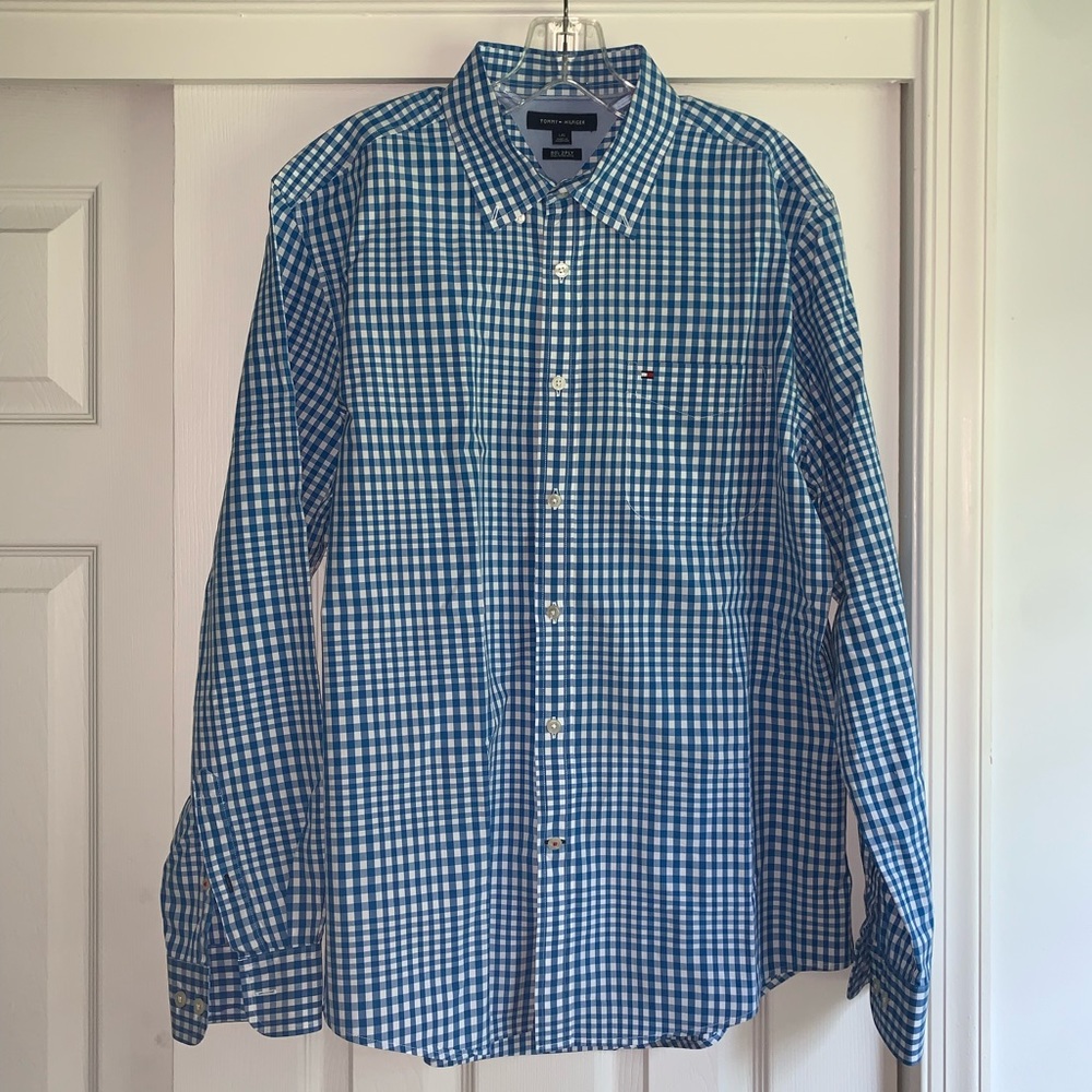 Tommy Hilfiger Button Down Dress Shirt, Large
